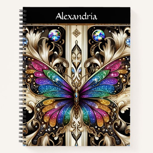 Carnet Papillon Arc-en-ciel Art Déco (Devant)