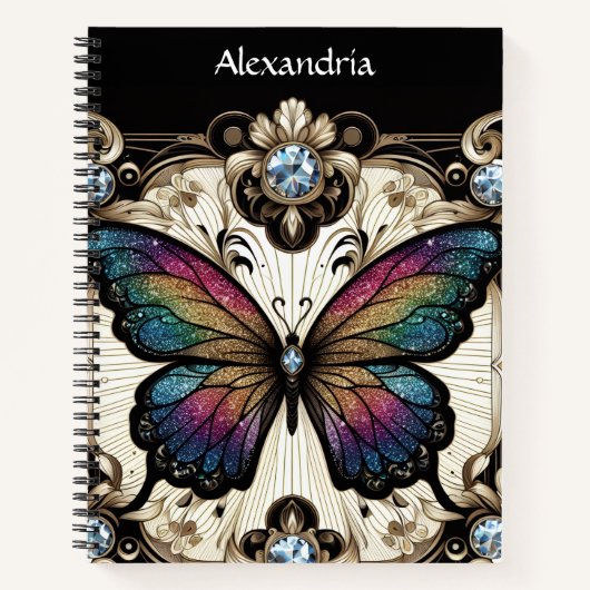 Carnet Papillon Arc-en-ciel Art Déco (Devant)