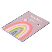 Carnet Papillon arc-en-ciel rose mignon (Côté gauche)