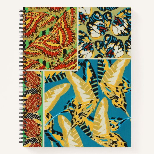 Carnet Papillon Art Déco Jaune et Turquoise Vibrants (Devant)