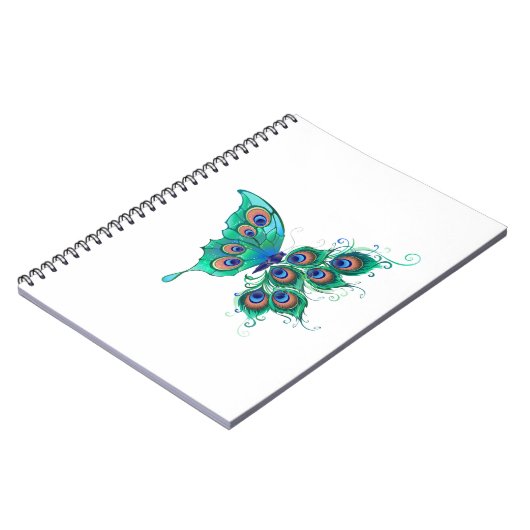 Carnet Papillon aux plumes de paon vert (Côté gauche)