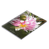 Carnet Papillon blanc au chou sur Dahlia rose floral (Côté gauche)