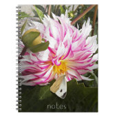 Carnet Papillon blanc au chou sur Dahlia rose floral (Devant)
