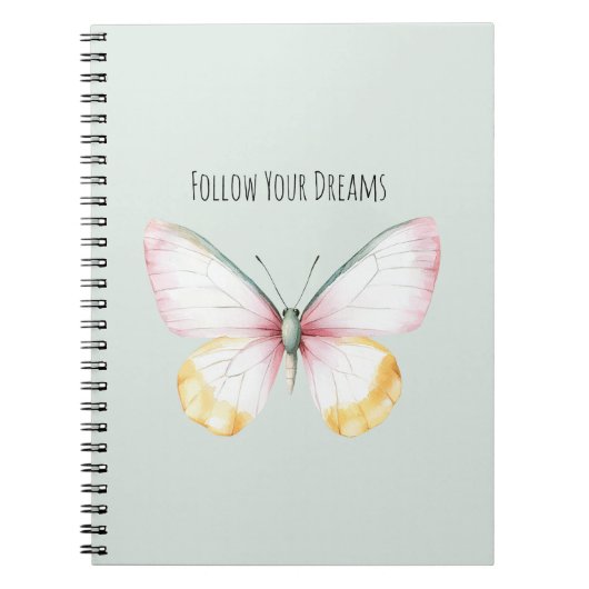 Carnet Papillon Blanc Jaune Rose Sarcelle Menthe (Devant)