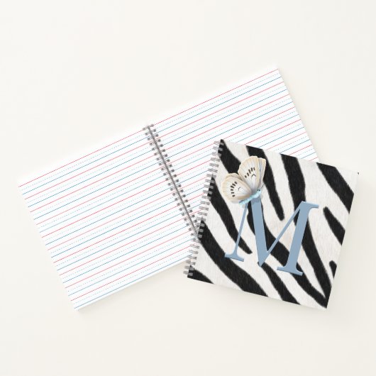 Carnet Papillon bleu et zèbre fourrure bleu Monogramme pe (Intérieur)