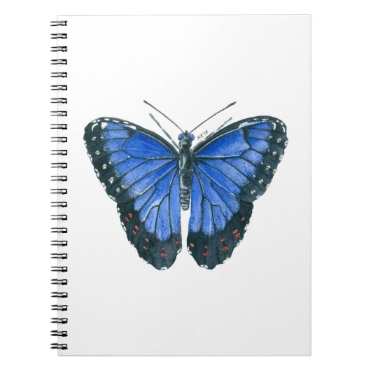 Carnet Papillon bleu Morpho aquarelle peinture (Devant)