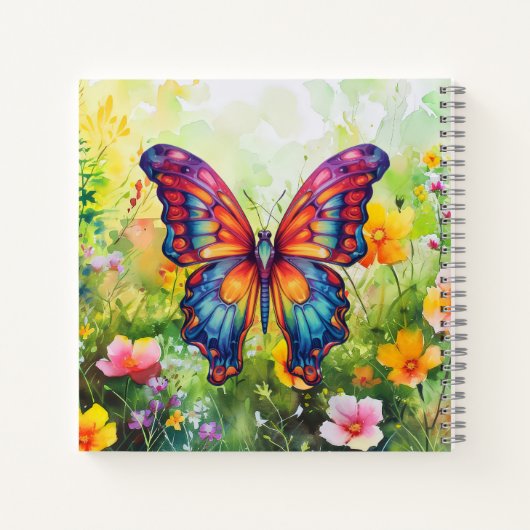 Carnet Papillon Bleu Orange ailes (Dos)