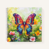Carnet Papillon Bleu Orange ailes (Devant)