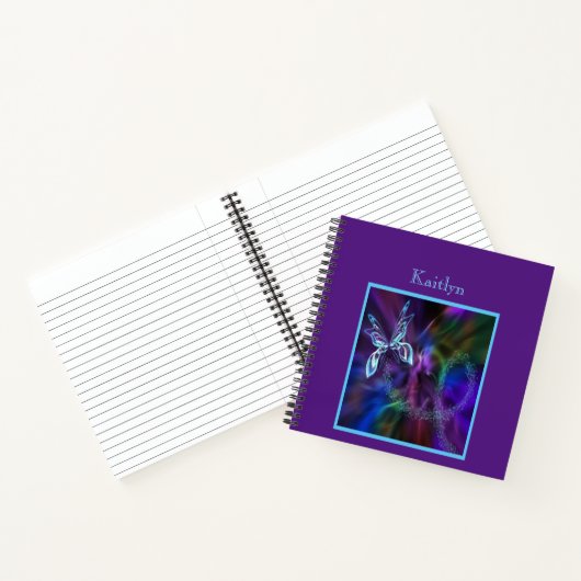 Carnet Papillon bleu violet Abstrait en néon Impression c (Intérieur)