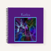 Carnet Papillon bleu violet Abstrait en néon Impression c (Devant)