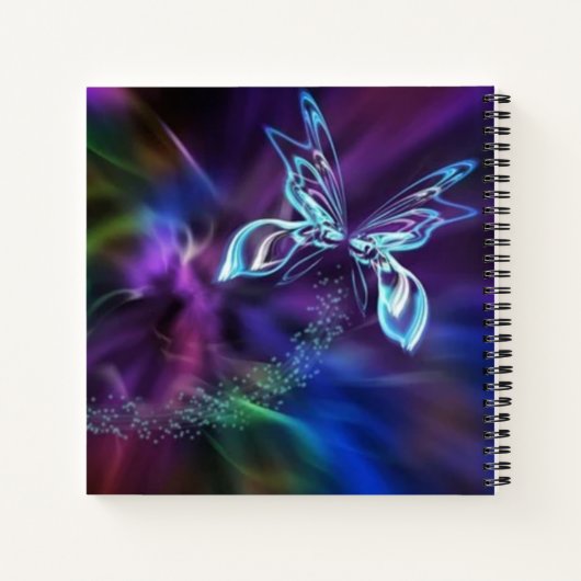 Carnet Papillon bleu violet Abstrait en néon Impression c (Dos)