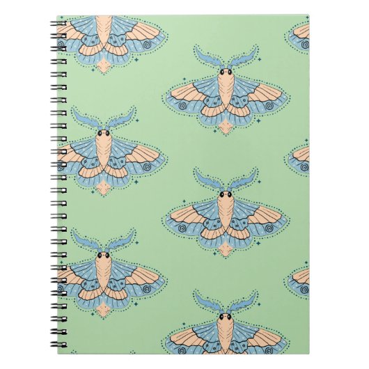 Carnet Papillon Céleste Fantaisiste — Bleu Douce et Pêche (Devant)