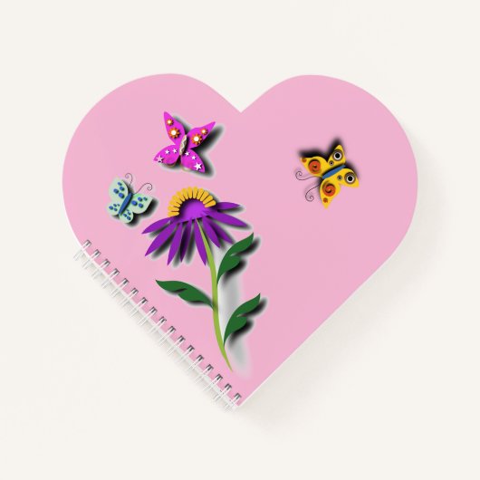 Carnet Papillon coloré et Fleur (Devant)