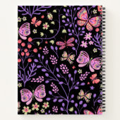 Carnet Papillon coloré et Fleurs Rose mignon (Dos)
