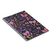 Carnet Papillon coloré et Fleurs Rose mignon (Côté Droit)