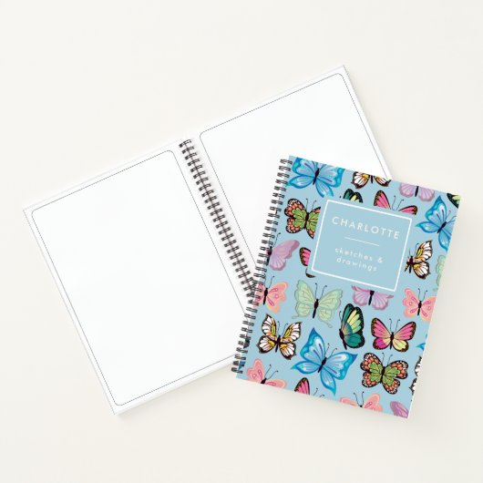 Carnet Papillon coloré Motif Pastel Blue Sketchbook (Intérieur)