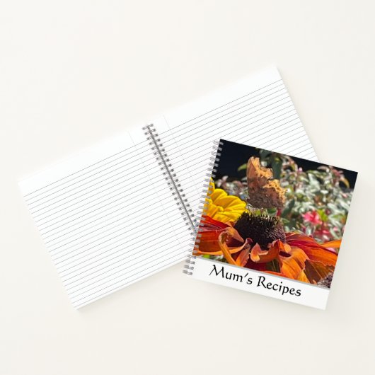 Carnet Papillon Comma sur une fleur Rudbeckia modifiable (Intérieur)