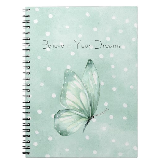 Carnet Papillon Croire Points Blancs Menthe (Devant)