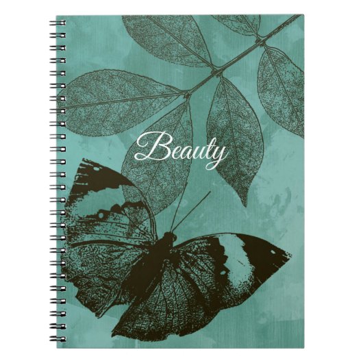 Carnet Papillon de Beauté aux Feuilles Vertes (Devant)