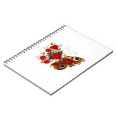 Carnet Papillon de fleurs rouges aux roses rouges (Côté gauche)