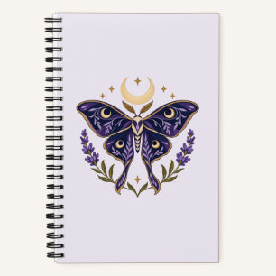 Carnet Papillon de lune violet avec croissant de lune et