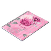 Carnet Papillon de Parties scintillant en argent Roses ro (Côté gauche)
