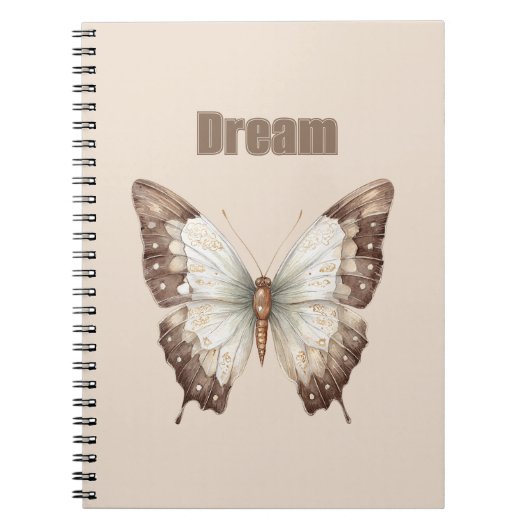 Carnet Papillon de rêve brun blanc (Devant)