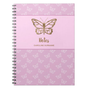 Carnet Papillon de style feuille d'or faux sur lavande vi