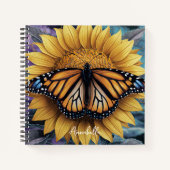 Carnet Papillon de tournesol monogramme (Devant)