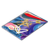 Carnet Papillon d'or Fleur Monogramme Liquide Abstrait (Côté gauche)