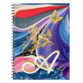 Carnet Papillon d'or Fleur Monogramme Liquide Abstrait (Devant)