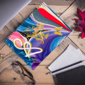 Carnet Papillon d'or Fleur Monogramme Liquide Abstrait