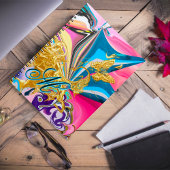 Carnet Papillon d'or Fleur Monogramme Liquide Abstrait