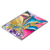 Carnet Papillon d'or Fleur Monogramme Liquide Abstrait (Côté gauche)