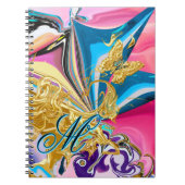 Carnet Papillon d'or Fleur Monogramme Liquide Abstrait (Devant)