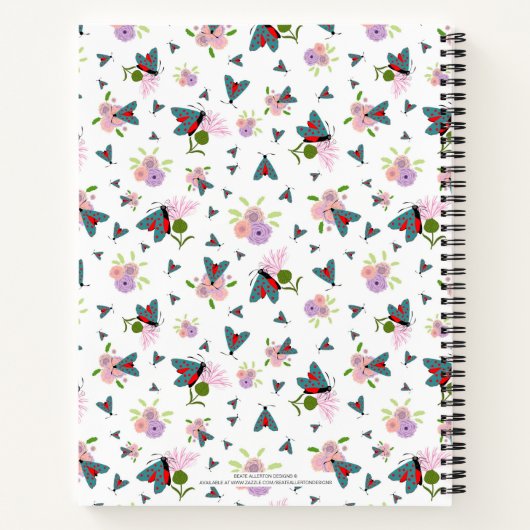 Carnet Papillon écossais Moth Thistle Nom Fleur Moderne (Dos)