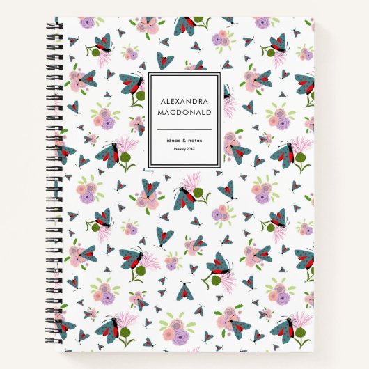 Carnet Papillon écossais Moth Thistle Nom Fleur Moderne (Devant)
