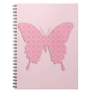 Carnet Papillon en papier peint - rose clair