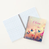 Carnet Papillon et aquarelle Fleur sauvage Notes de feuil (Intérieur)
