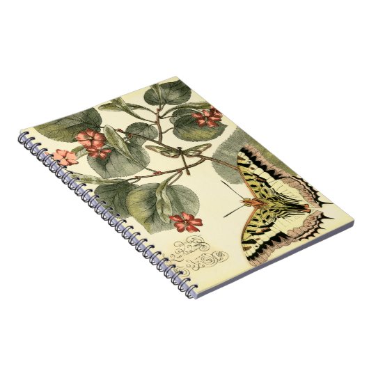 Carnet Papillon et libellule à fleurs rouges (Côté Droit)