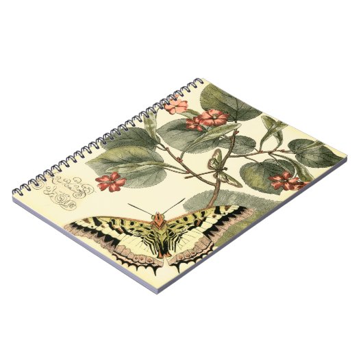 Carnet Papillon et libellule à fleurs rouges (Côté gauche)