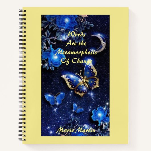 Carnet Papillon et lune diamant d'or (Devant)