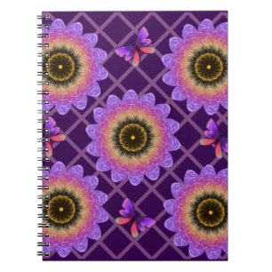 Carnet Papillon et motif de grille de fleurs Cottagecore