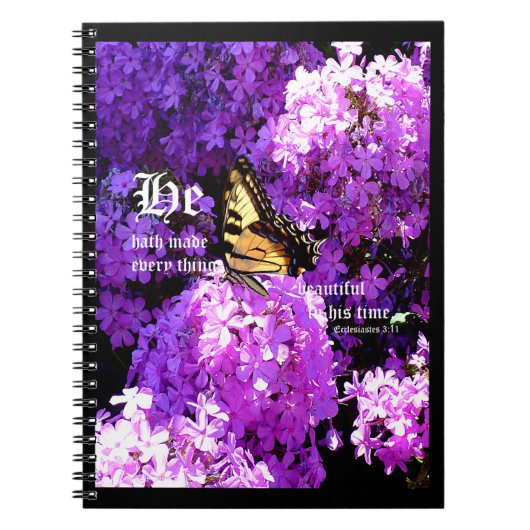 Carnet Papillon et Phlox, Ecclésiaste 3:11 (Devant)