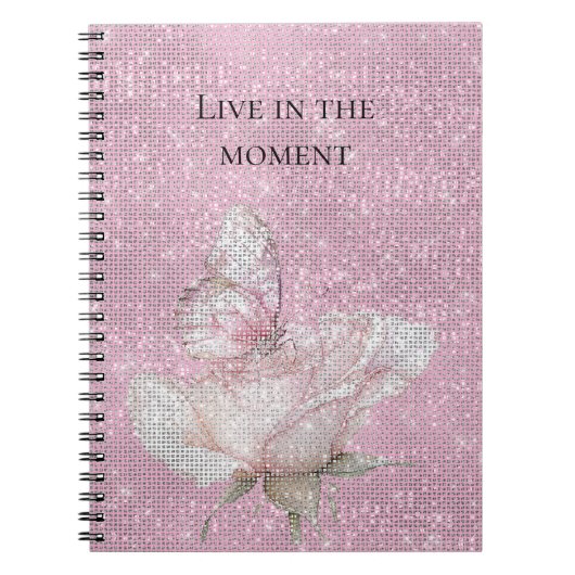 Carnet Papillon Étincelant Rose Pâle (Devant)