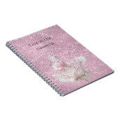 Carnet Papillon Étincelant Rose Rose Pâle (Côté Droit)