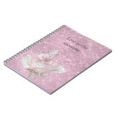 Carnet Papillon Étincelant Rose Rose Pâle (Côté gauche)