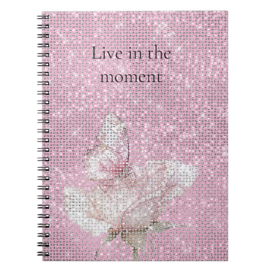 Carnet Papillon Étincelant Rose Rose Pâle (Devant)