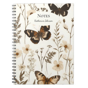 Carnet Papillon fantaisiste et motif floral