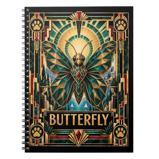 Carnet Papillon, faune Art déco (Devant)